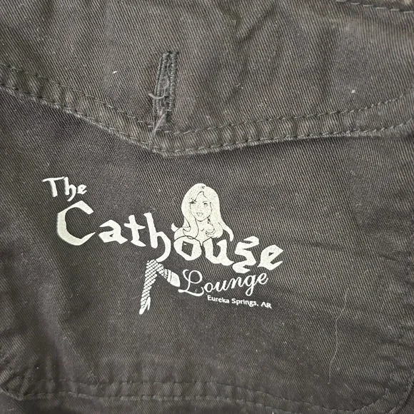 Mens Bikers Black Sleeveless Button-Up Shirt/Cathouse Lounge, Multiple Sz - Picture 8 of 8